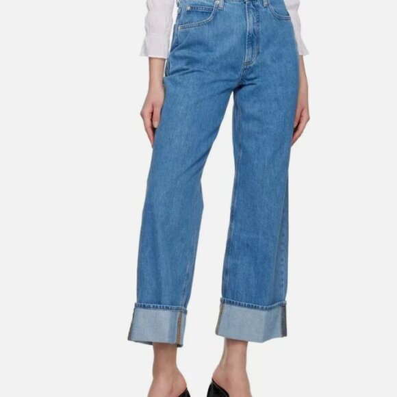 Frame Denim Denim - Frame Rolled High Rise Wide Leg Meadow Wash Jeans Denim 23 $298 NWT